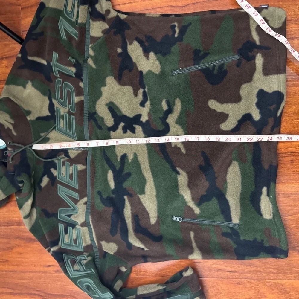 Supreme Polartec Half Zip Hooded Sweatshirt Woodland Camo Size XL